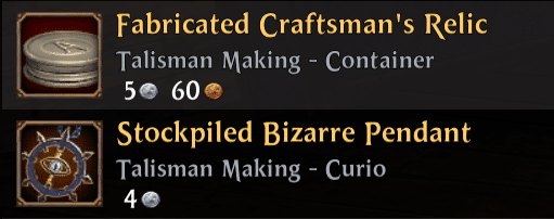 Guild Talisman Making supplies