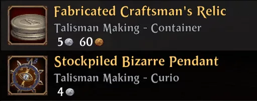 Guild Talisman Making supplies